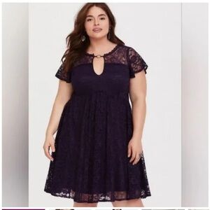 Purple lace mini dress